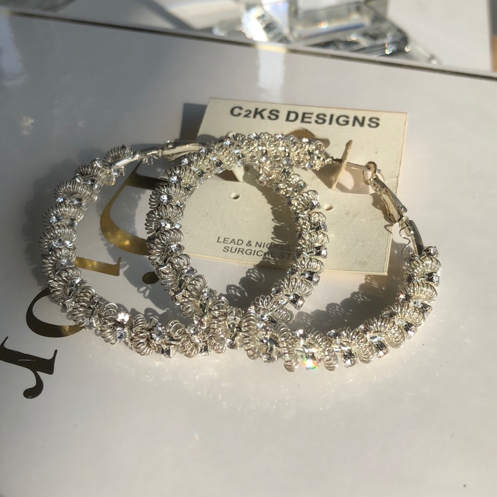 Rhinestone hoop earrings